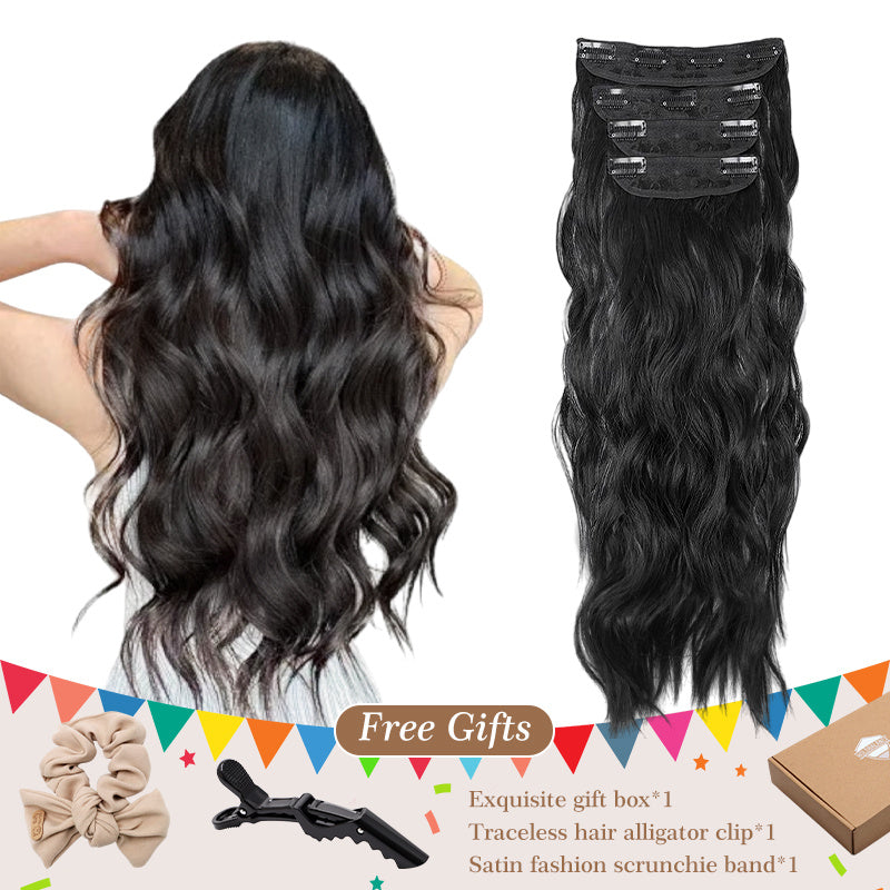 Clip-In Hair Extensions Long Straight Wavy Synthetic Wigs, Perfect