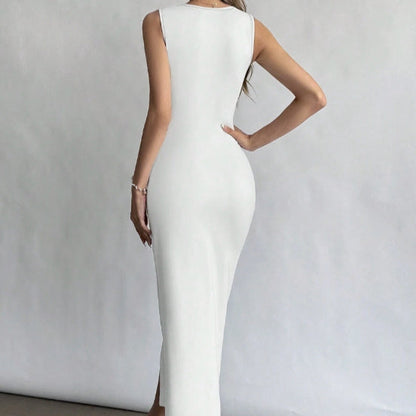 Ladies New Fashion Solid Color Sleeveless Sexy Dress