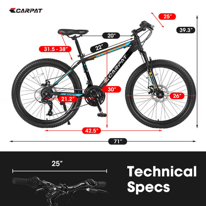 Carpat City-Cruizer™ – 26" Performance Mountain Bike (Black-Blue)