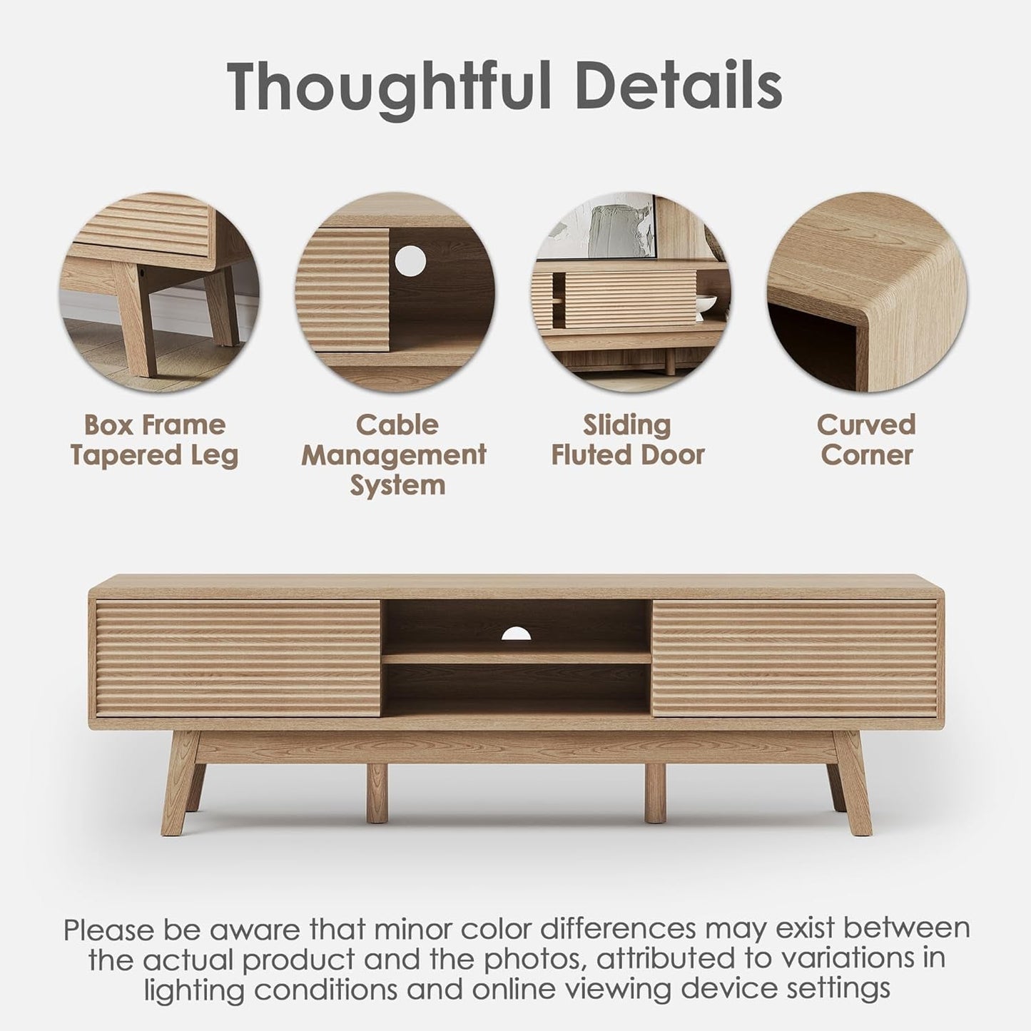 59" TV Console, Mid Century Modern Media Console for 55/60/65 Inch TV,
