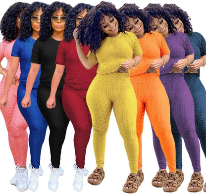 Womens Two Piece Tracksuit Workout Outfits Top Jogger Pants Matching Yoga Sweatsuits Sets