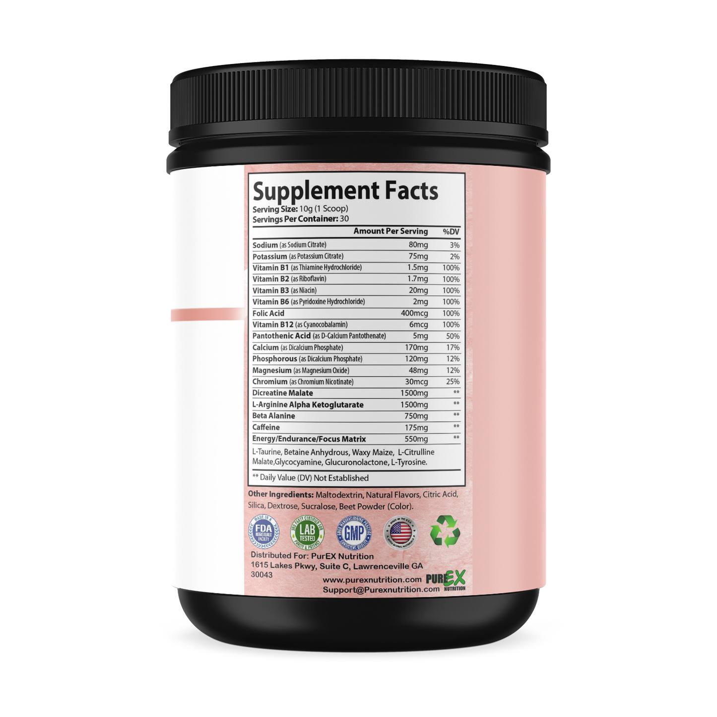 Pure Energy Pre-Workout Drink Mix – Honeydew Watermelon Flavor (Clean Formula, 175mg Caffeine)