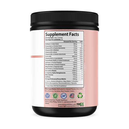 Pure Energy Pre-Workout Drink Mix – Honeydew Watermelon Flavor (Clean Formula, 175mg Caffeine)