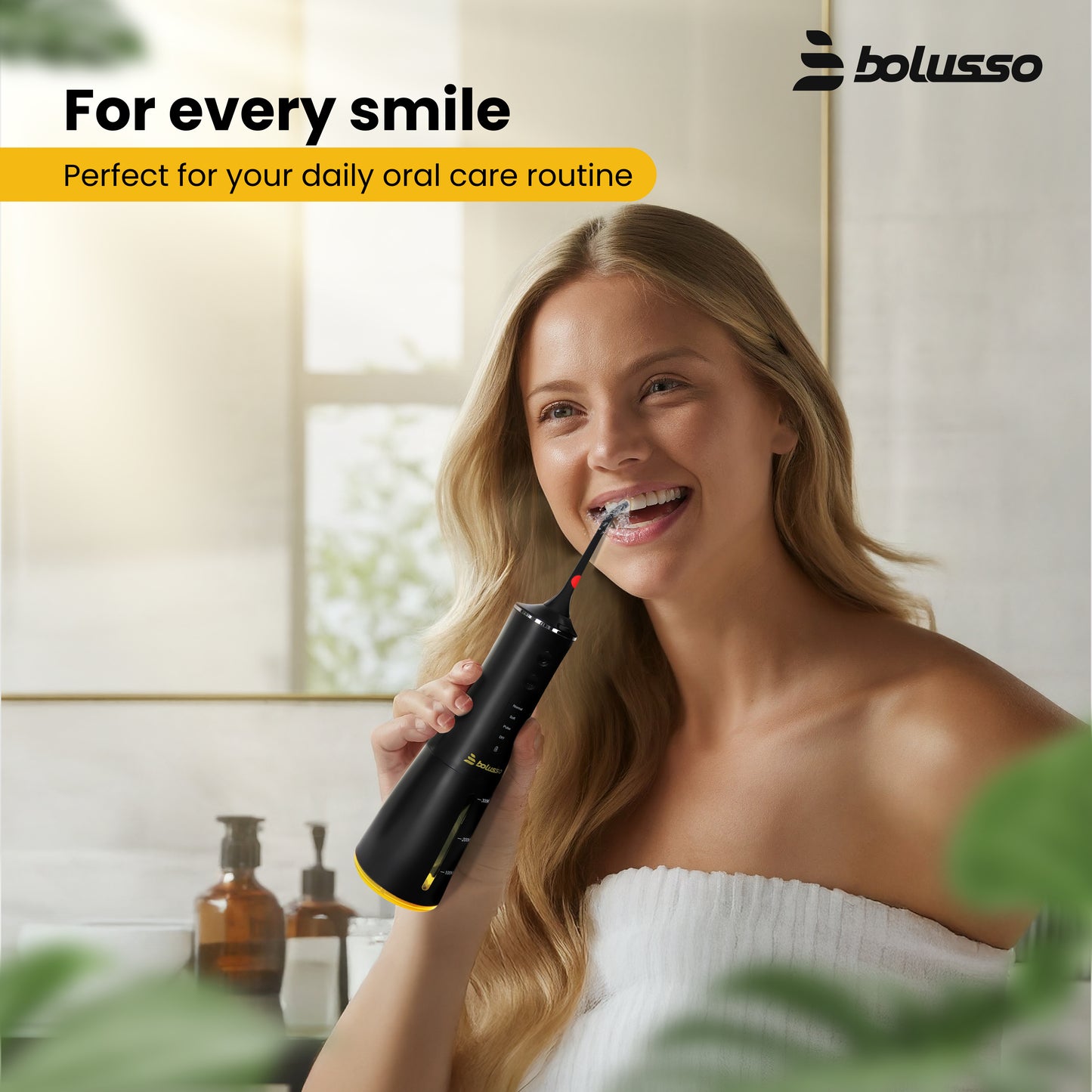 Bolusso Water Flosser - Includes 7 Attachments - Travel bag - E-book -