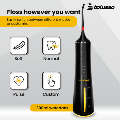 Bolusso Water Flosser - Includes 7 Attachments - Travel bag - E-book -