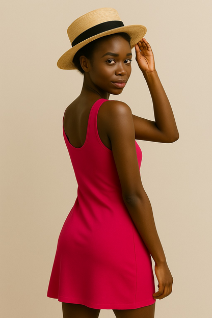 Casual Round Neck Cotton-Blend Dress (S–XL)