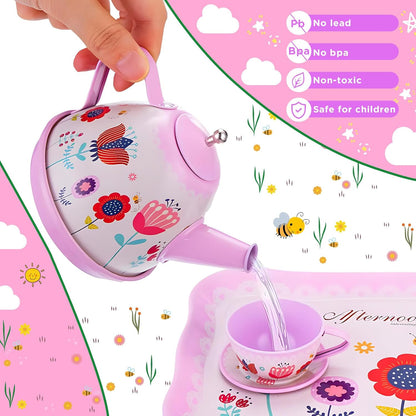 Tea Set Kids, 46 Pieces Dolls Tableware Children's Kitchen Accessories