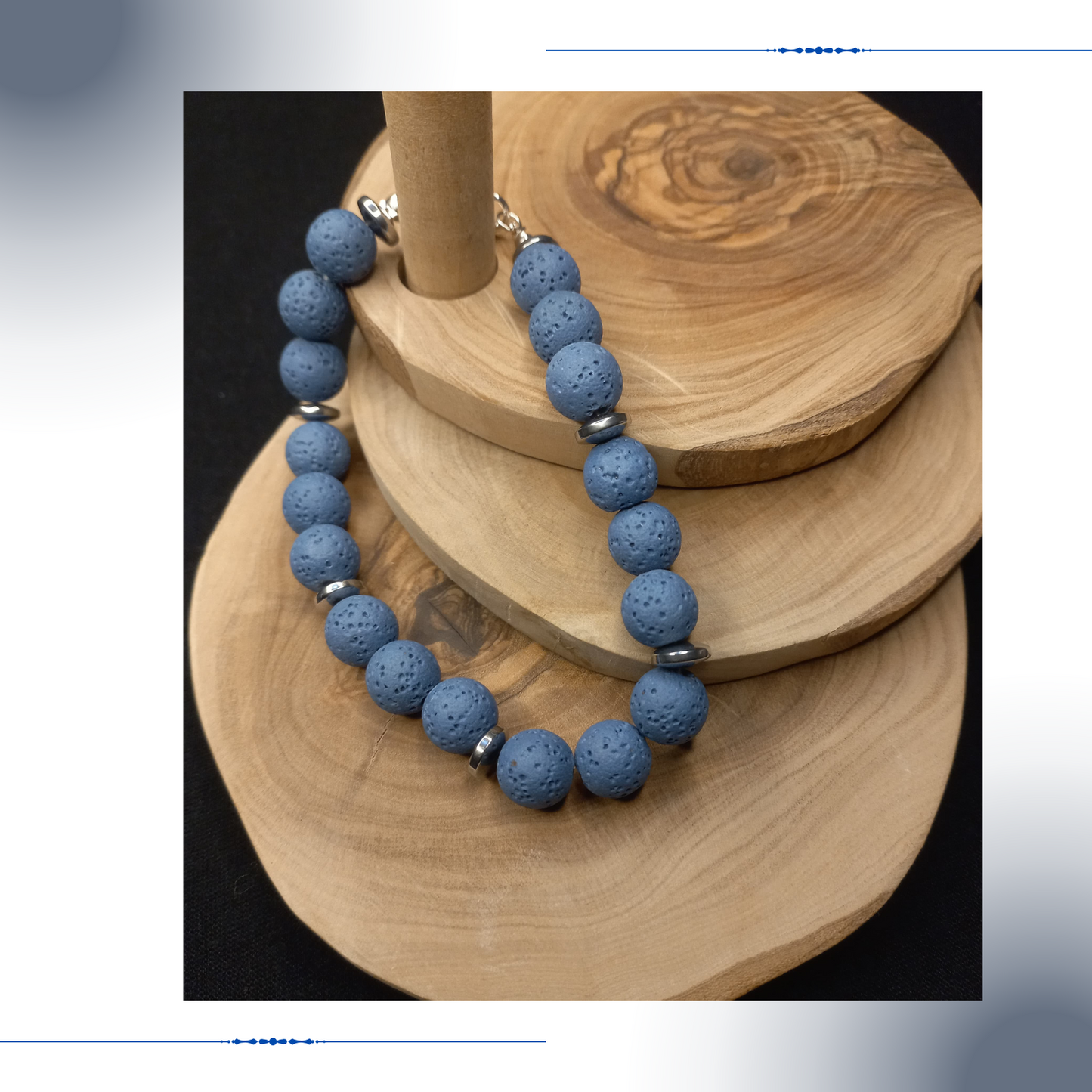 Handmade Beaded Bracelet for Women Blue Lava Stone Jewelry