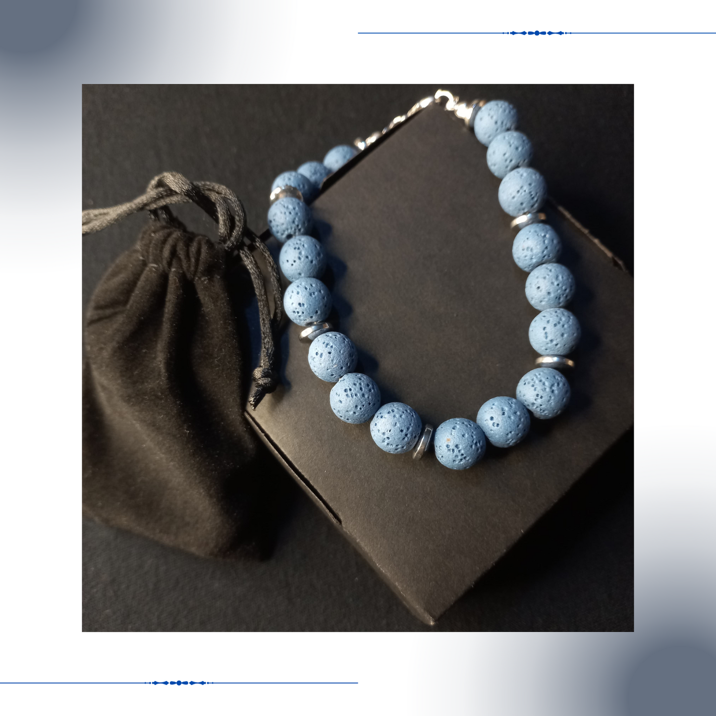 Handmade Beaded Bracelet for Women Blue Lava Stone Jewelry