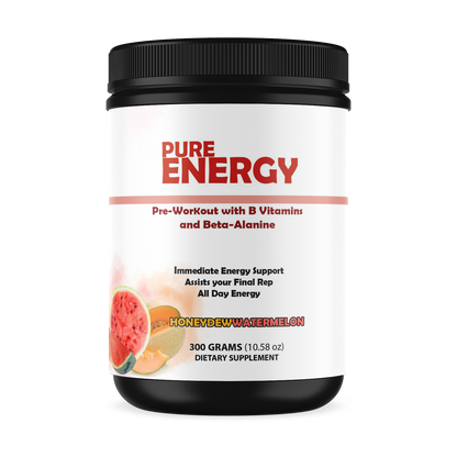 Pure Energy Pre-Workout Drink Mix – Honeydew Watermelon Flavor (Clean Formula, 175mg Caffeine)