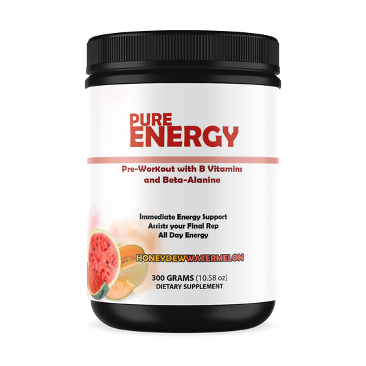 Pure Energy Pre-Workout Drink Mix – Honeydew Watermelon Flavor (Clean Formula, 175mg Caffeine)