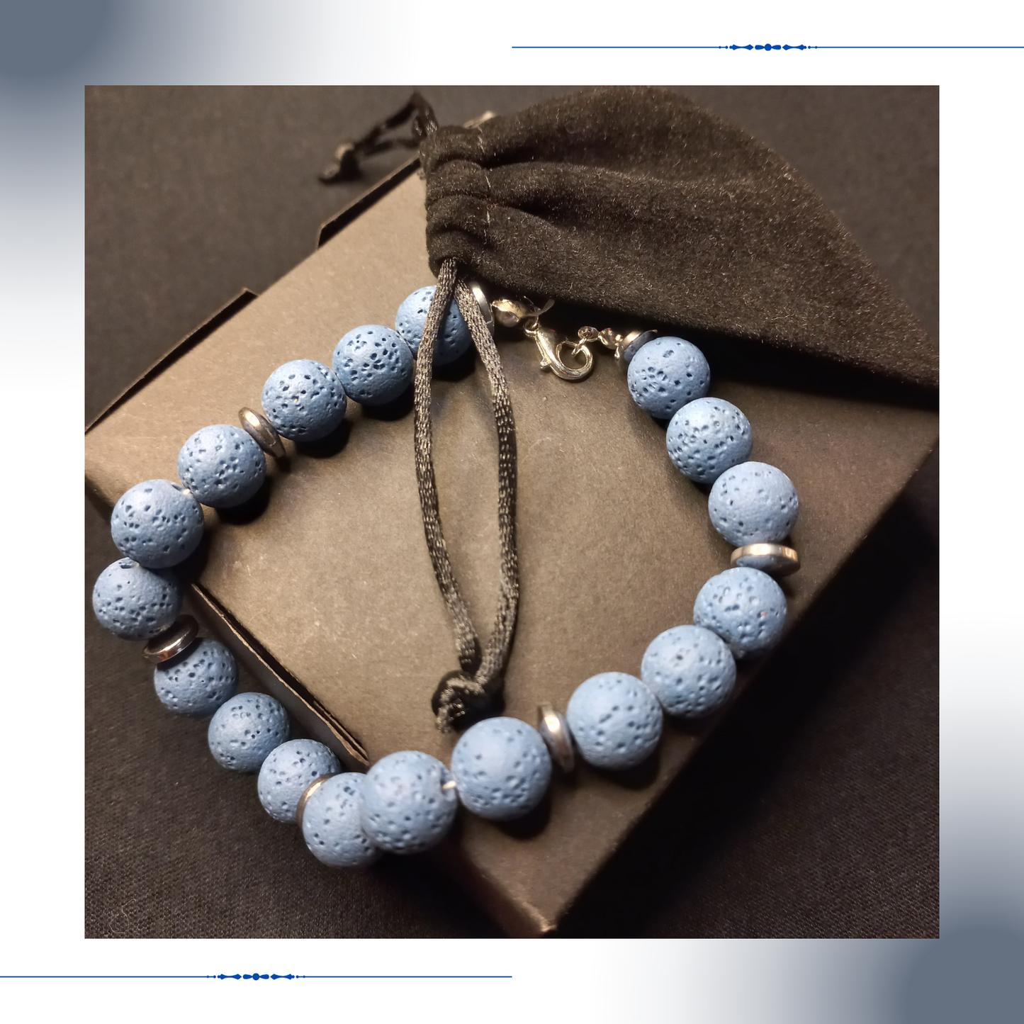 Handmade Beaded Bracelet for Women Blue Lava Stone Jewelry