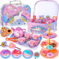 Tea Set for Kids 48 Pieces Toys Dinner for Kids Kitchen Accessories