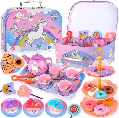 Tea Set for Kids 48 Pieces Toys Dinner for Kids Kitchen Accessories
