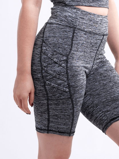JupiterGear High-Waisted Workout Shorts with Pockets & Criss Cross Des