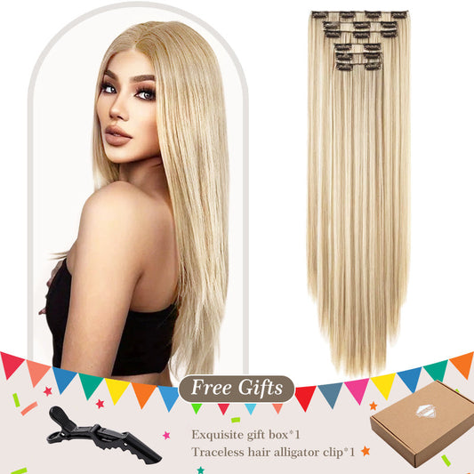 Straight Clip In Hair Extensions 24Inch Hair Extensions For Women 6Pcs
