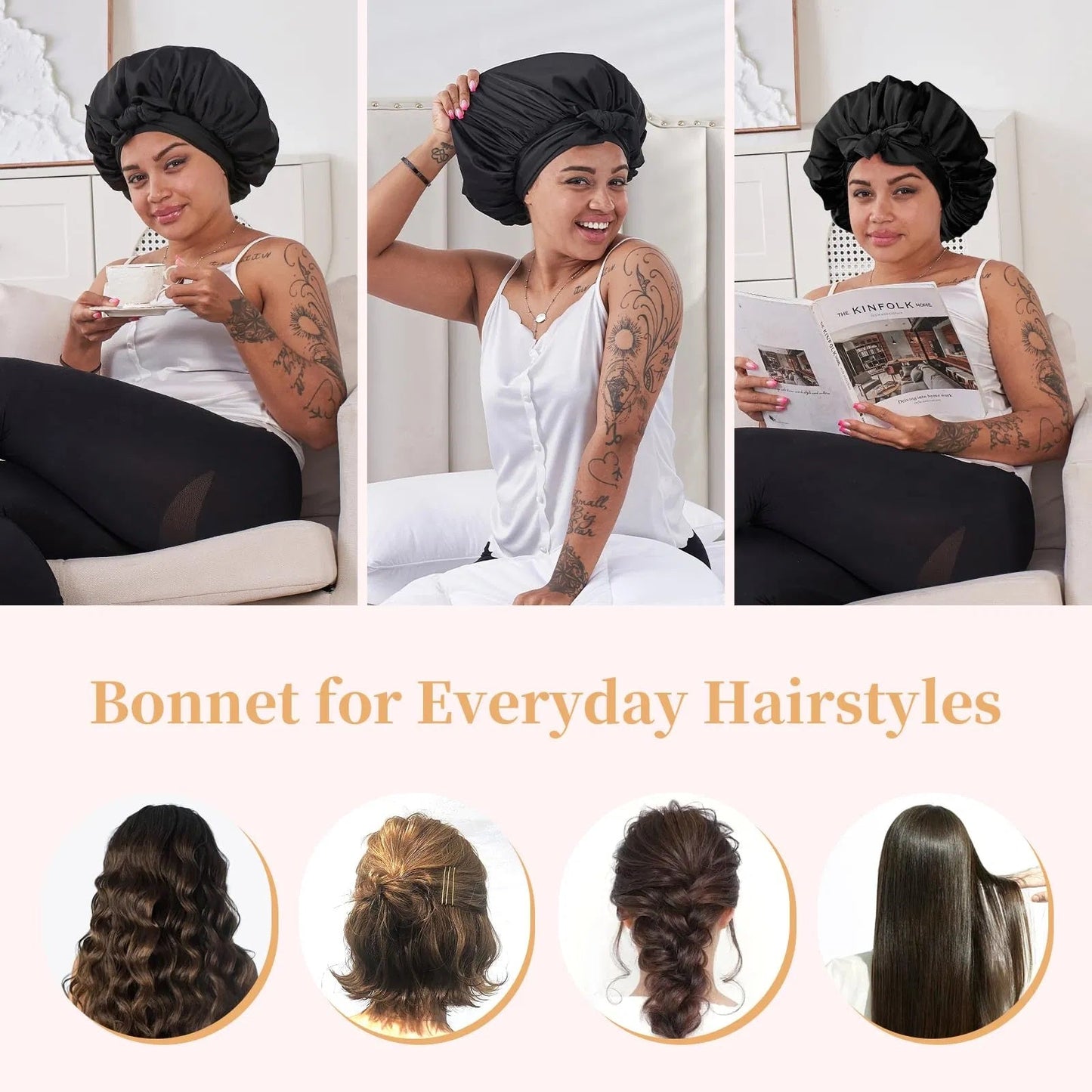 Silk Bonnet For Sleeping Women For Sleeping For Wavy Curly Natural