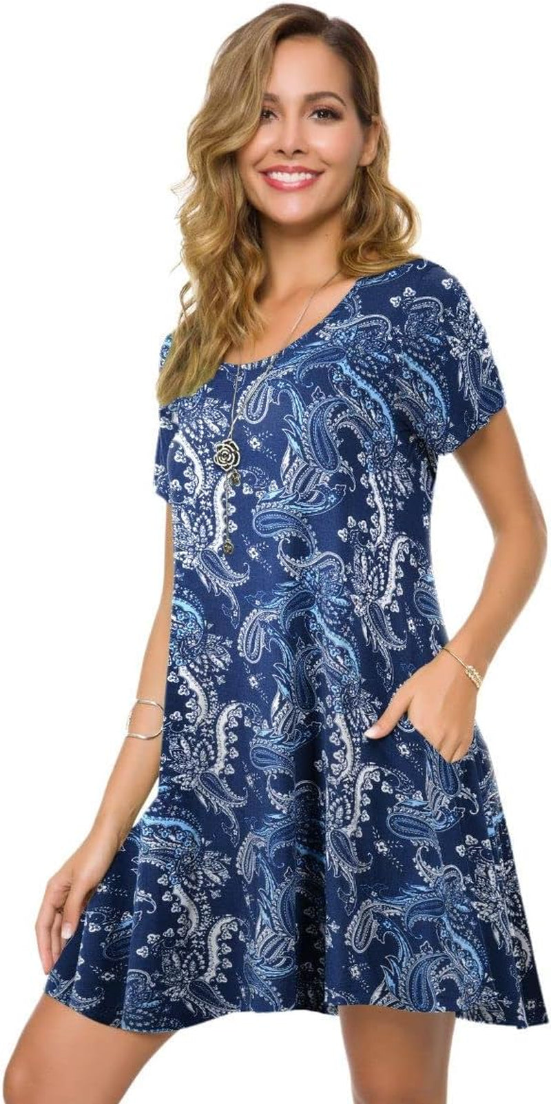 plus Size Casual T Shirt Dresses for Women Flowy Swing Tunic Dress Pockets
