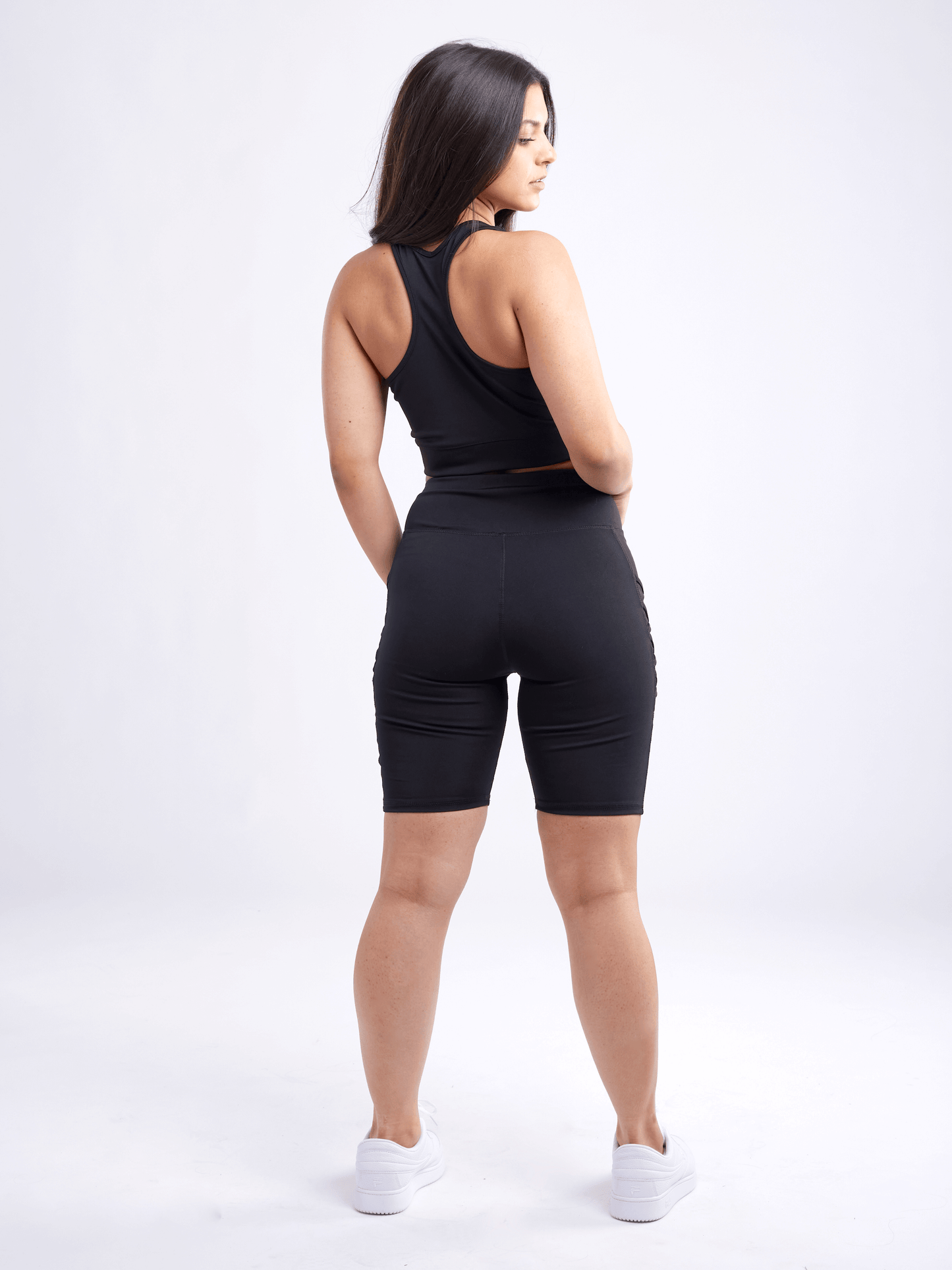 JupiterGear High-Waisted Workout Shorts with Pockets & Criss Cross Des