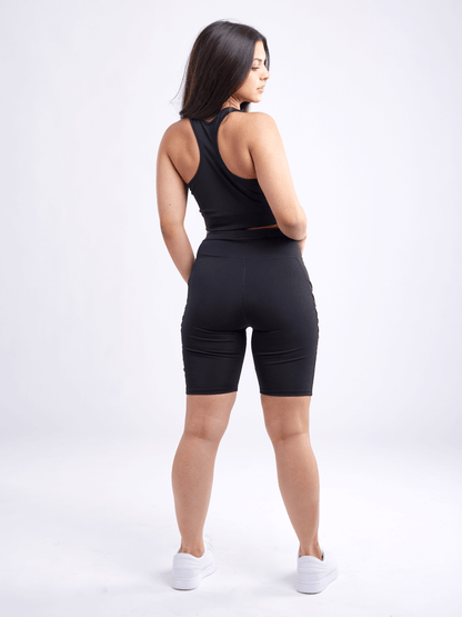 JupiterGear High-Waisted Workout Shorts with Pockets & Criss Cross Des