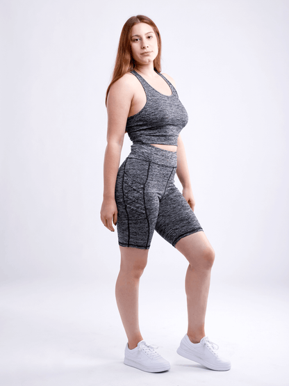JupiterGear High-Waisted Workout Shorts with Pockets & Criss Cross Des