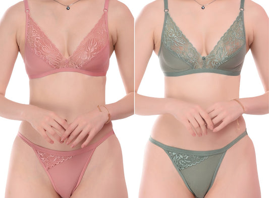 Women's Cotton Blend Lingerie Set Pack of 2 (Size-34B)