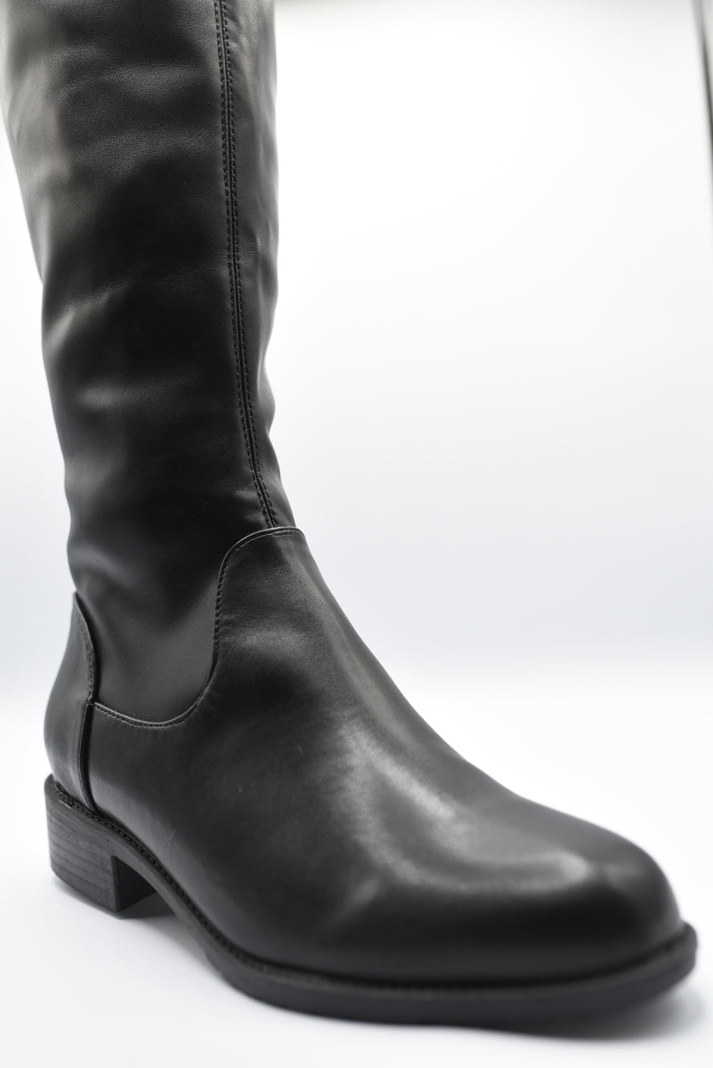 Tie Detail Low Heel Knee High Boots