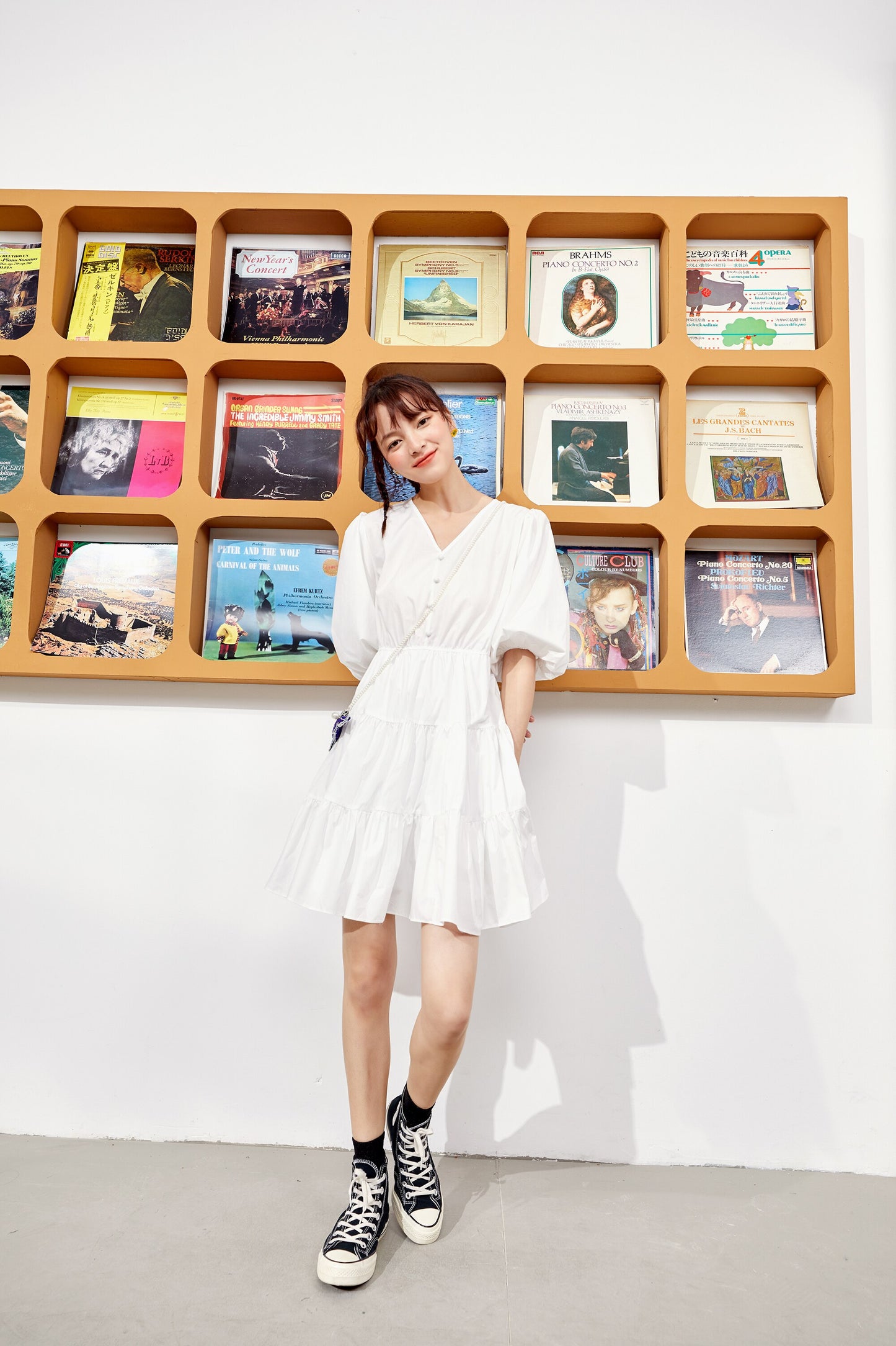 Solid Pure Casual Midi Ruffle Dresses Women,Spring ELF Vintage Lantern