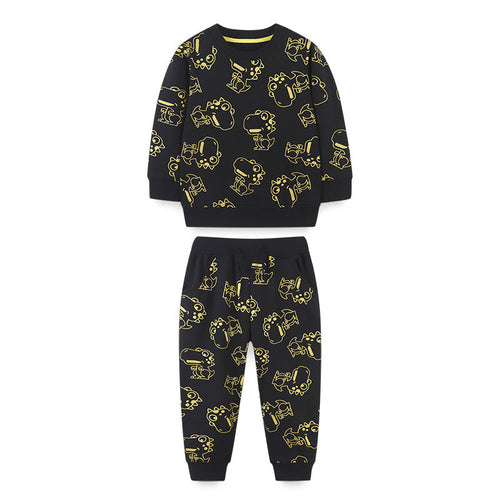 Autumn Dinosaur Pattern Hoodie Clothing Sets
