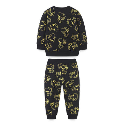 Autumn Dinosaur Pattern Hoodie Clothing Sets