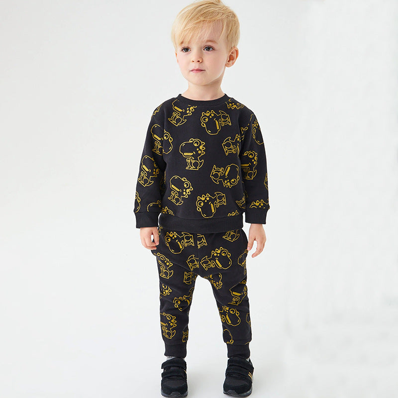 Autumn Dinosaur Pattern Hoodie Clothing Sets