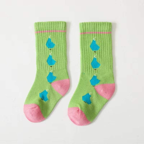 Baby Girl Candy Color Fruit Print Middle Tube Socks