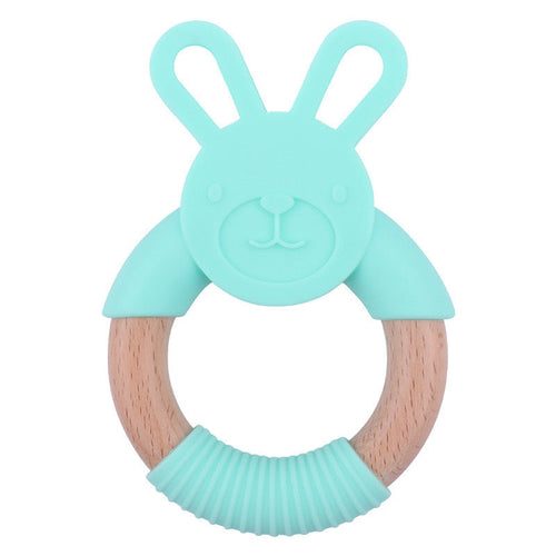 Baby Food-Grade Teething Rattle, Teething Aid for Babies, Wooden and