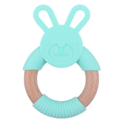 Baby Food-Grade Teething Rattle, Teething Aid for Babies, Wooden and