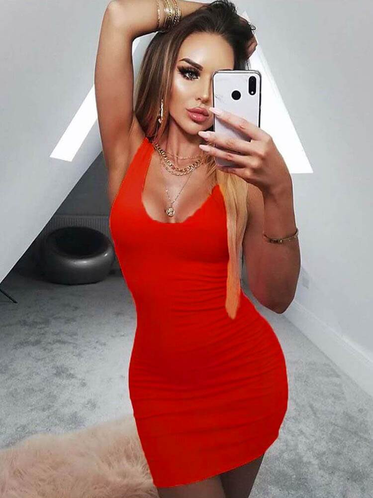 Off Shoulder Mini Bodycon Summer Dress Women Backless Club Party Sexy
