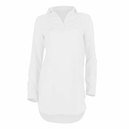 Summer Sexy V Neck Short Beach Dress Chiffon White Mini Loose Casual T