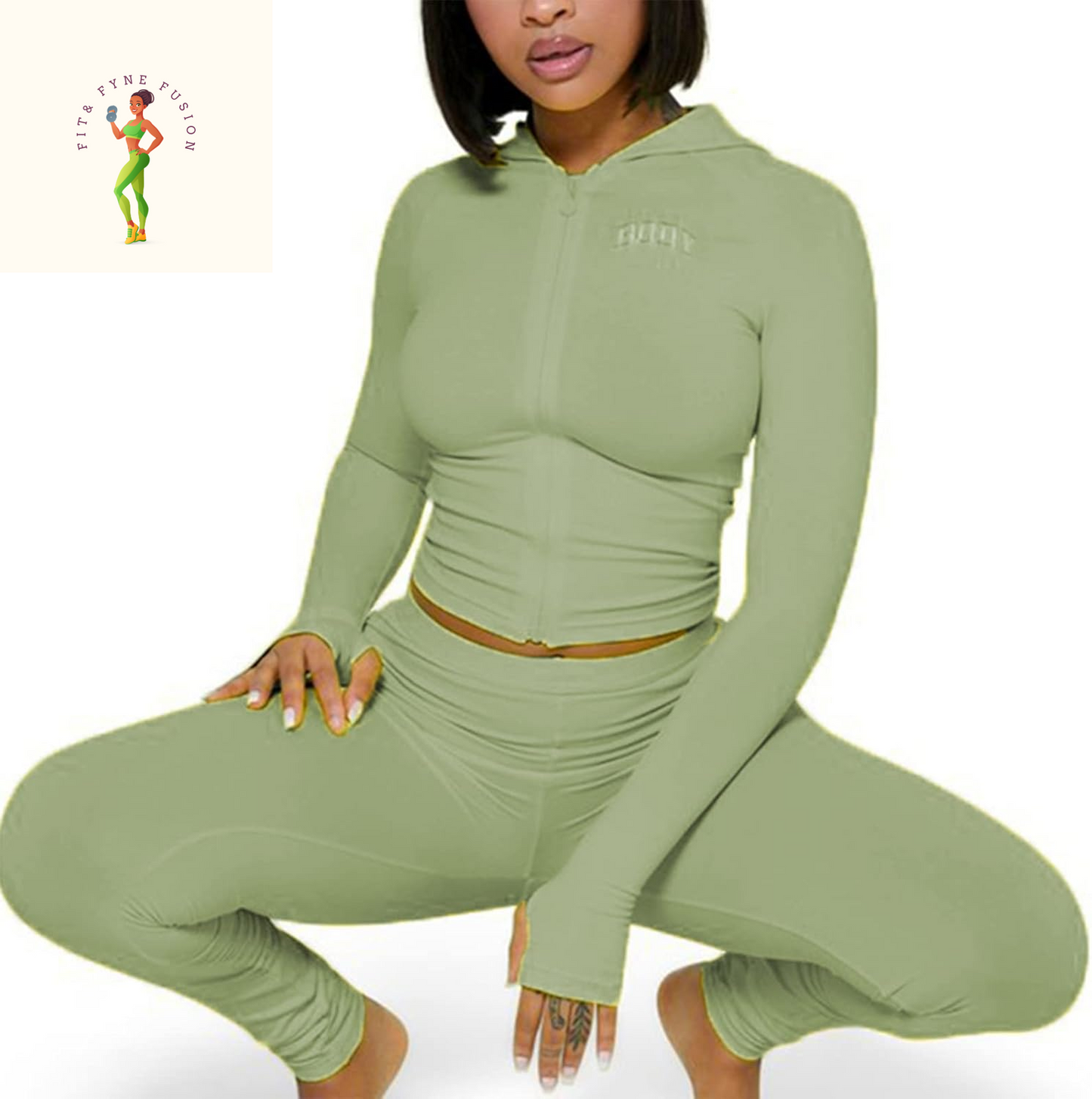 Women 2 Piece Long Sleeve Hoodie Zipper Front Tracksuit Bodycon Sweatsuit Jogger Outfits Sweatpants Sets