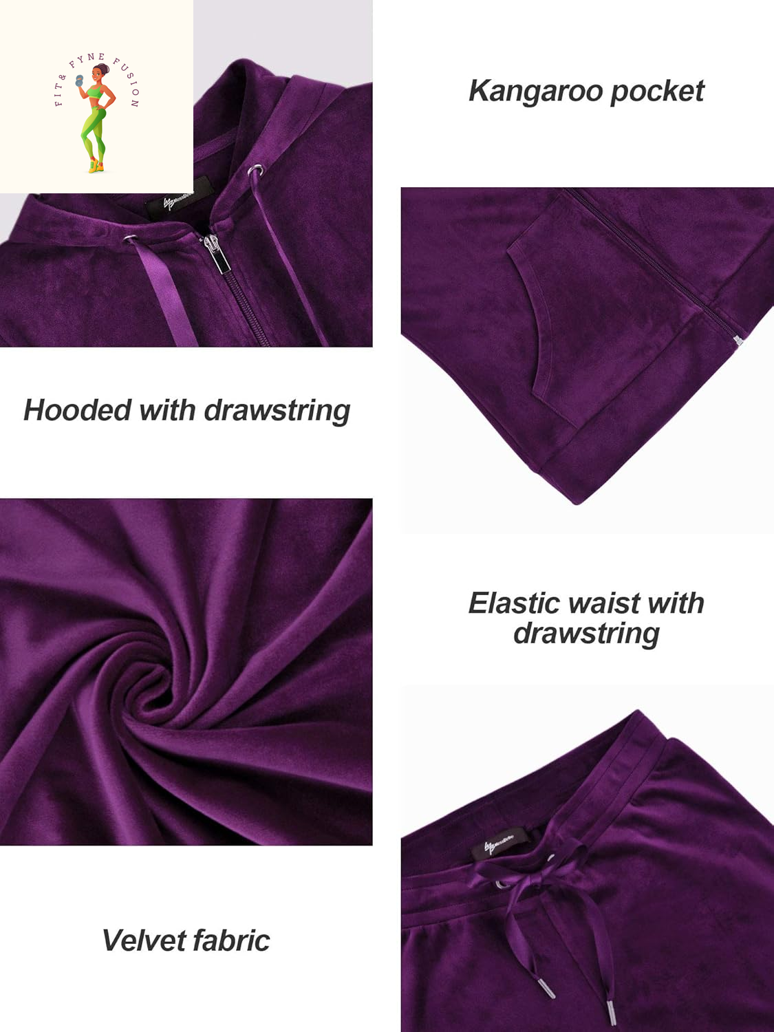 Messbebe Womens Sports Outfits Set 2 Piece Tracksuits for Women Workout Sweatsuits Long Sleeve Hoodie Sweatshirt Pants