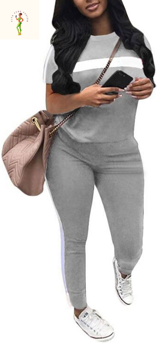 Remxi Workout Sets for Women Two Piece Outfits Jogging Sweat Suits Tops and Long Sweatpants Set Workout Tracksuit