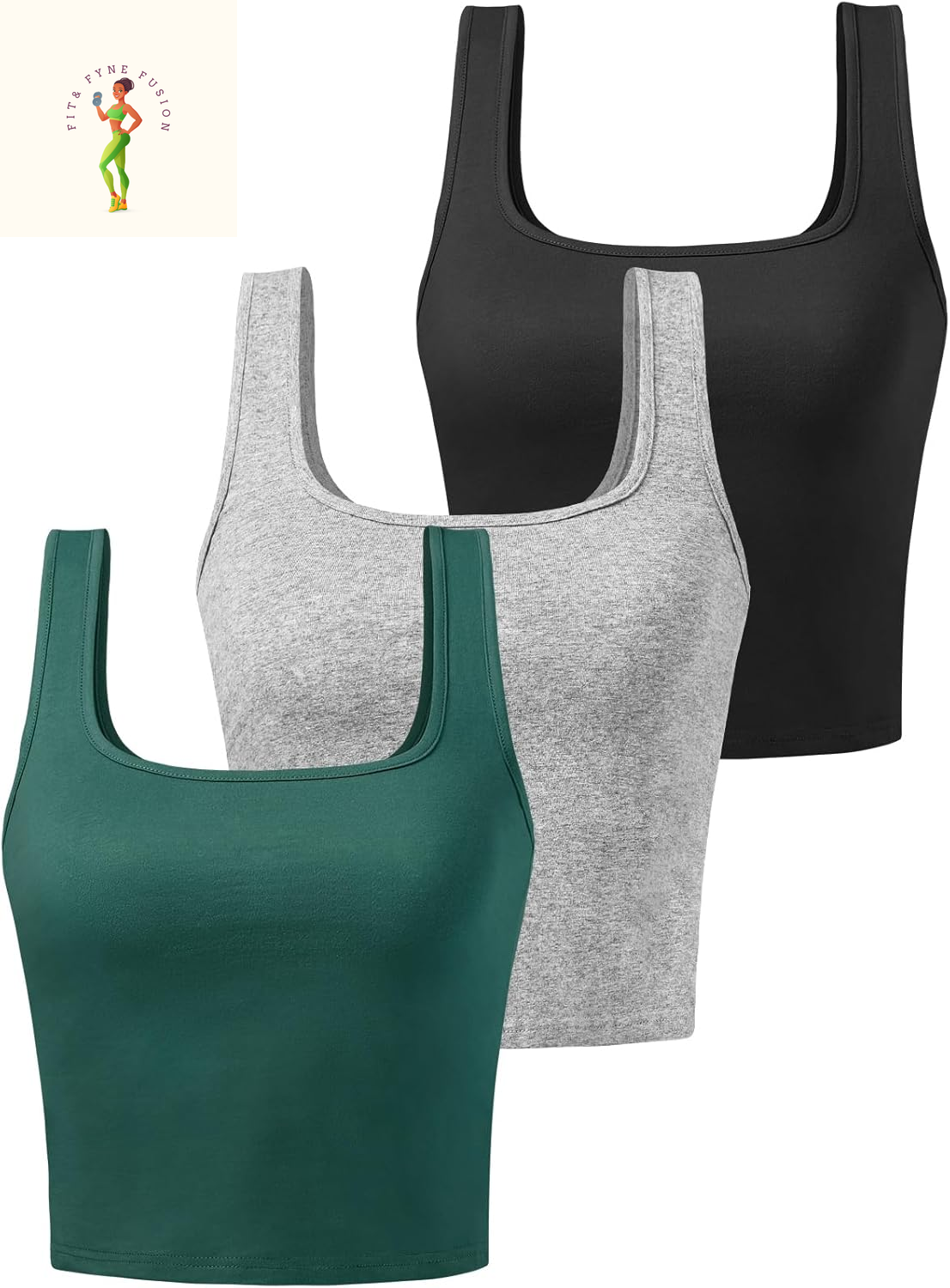 Sports Crop Tank Tops for Women Cropped Workout Tops Racerback Running Yoga Tanks Cotton Sleeveless Gym Shirts 3 Pack