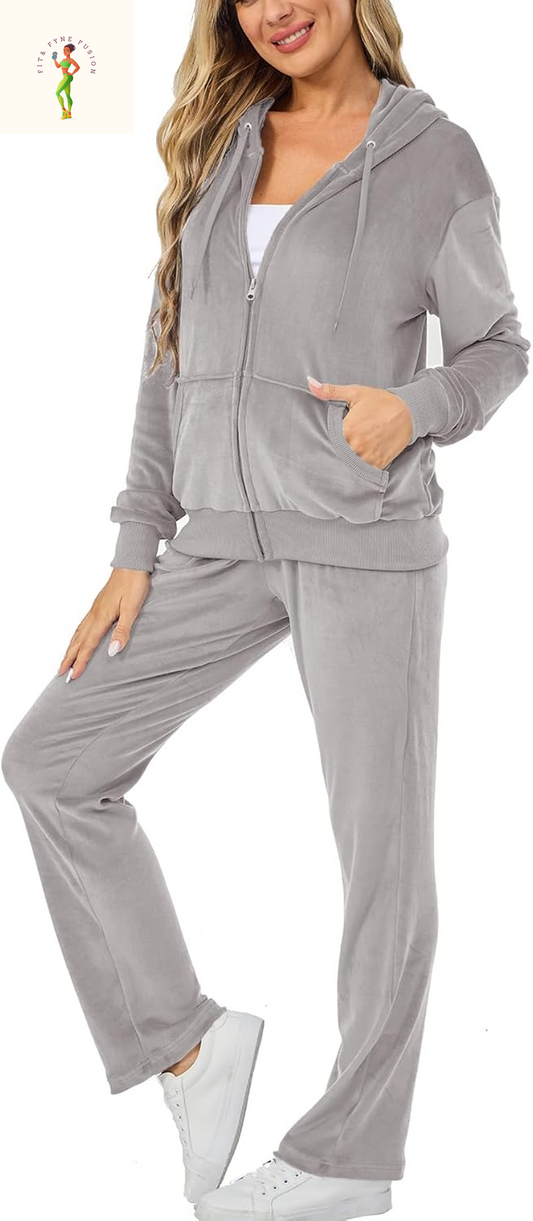 Velour Track Suits for Women Set Fall Sweatsuits 2 Piece