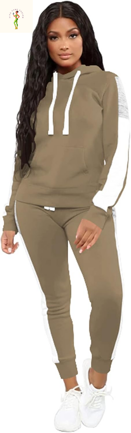 TOPSRANI Womens Two Piece Outfits Casual Sweatsuits Solid Tracksuit Jogging Sweat Suits Matching Jogger Hoodie Pants Set