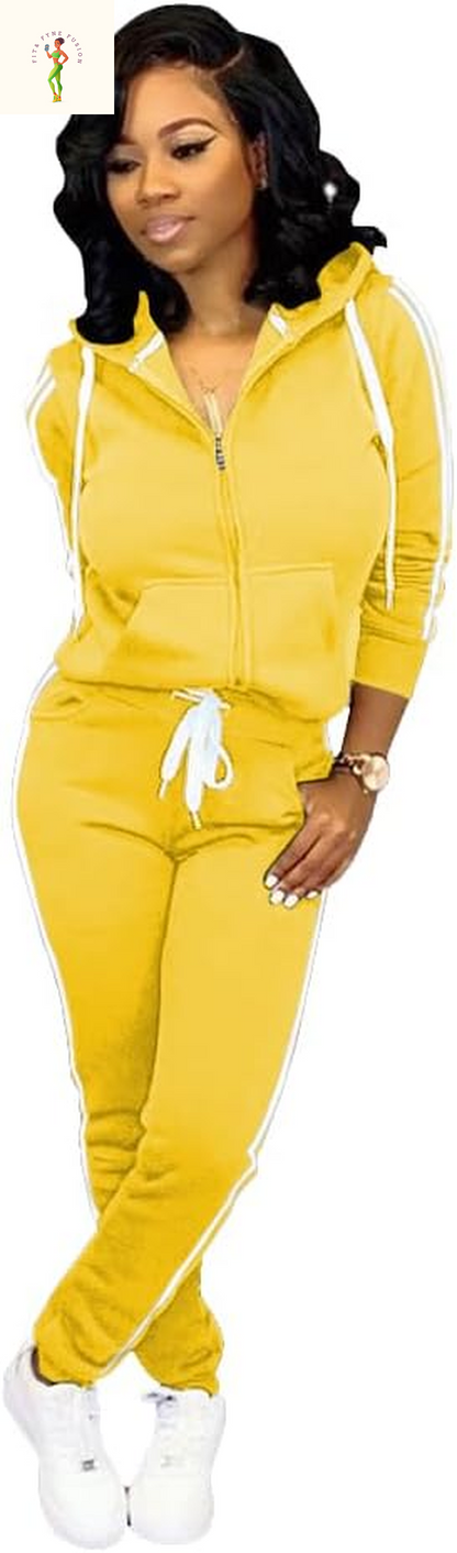 TOPSRANI Womens Two Piece Outfits Casual Sweatsuits Solid Tracksuit Jogging Sweat Suits Matching Jogger Hoodie Pants Set