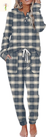 WIHOLL Two Piece Outfits for Women Lounge Sets Button down Sweatshirt Sweatpants Sweatsuits Set with Pockets