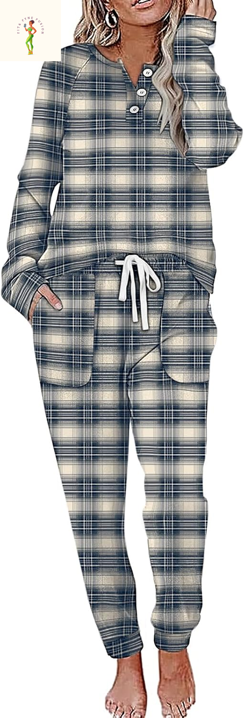 WIHOLL Two Piece Outfits for Women Lounge Sets Button down Sweatshirt Sweatpants Sweatsuits Set with Pockets