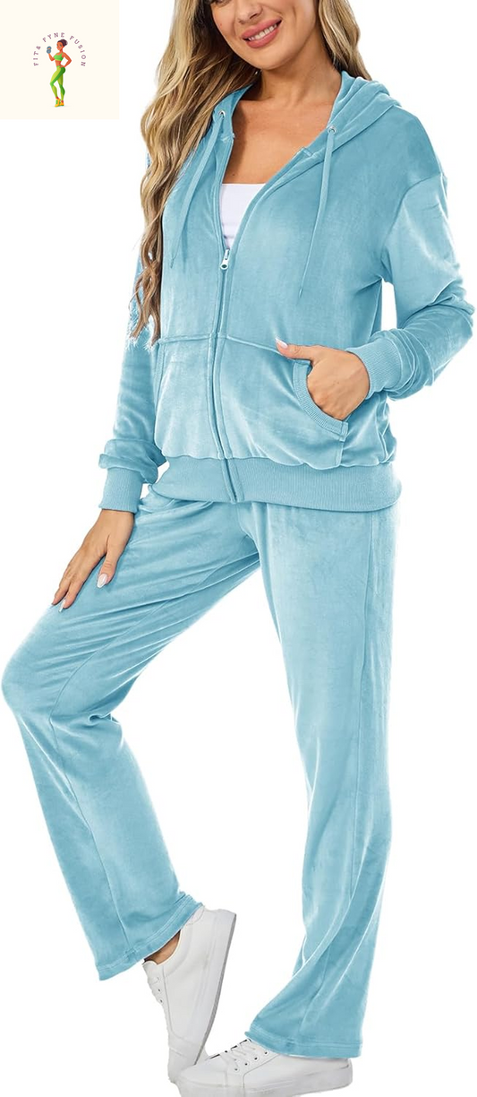 Velour Track Suits for Women Set Fall Sweatsuits 2 Piece
