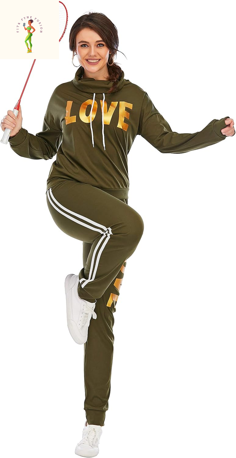 Ksotutm Two Piece Outfits for Women Zipper Printed Short Sleeve Tops Long Pants Set Matching Sets