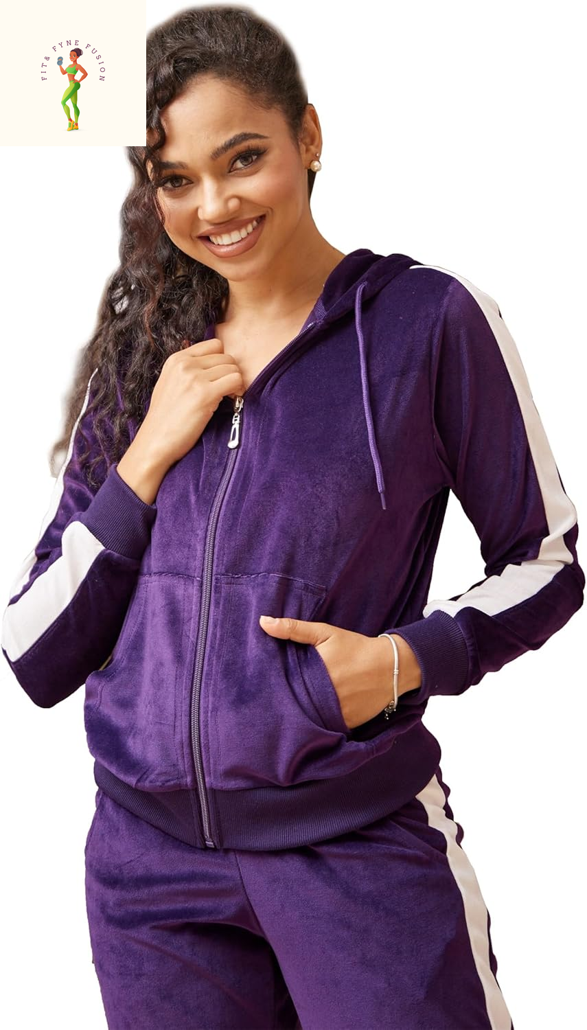 Gary Com 2 PCS Outfits Women'S Fleece Sherpa Lined Sweatsuits Long Sleeve Hoodie and Sweat Pants Winter Warm Tracksuit Set