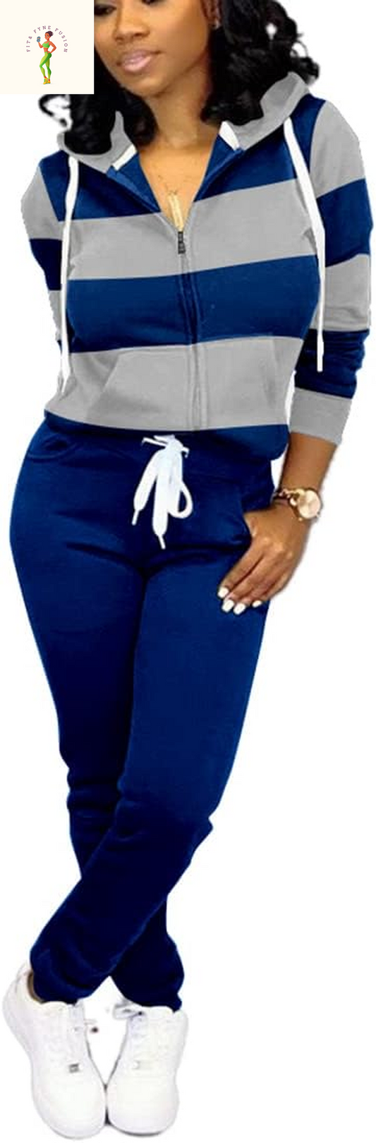 TOPSRANI Womens Two Piece Outfits Casual Sweatsuits Solid Tracksuit Jogging Sweat Suits Matching Jogger Hoodie Pants Set