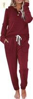 WIHOLL Two Piece Outfits for Women Lounge Sets Button down Sweatshirt Sweatpants Sweatsuits Set with Pockets